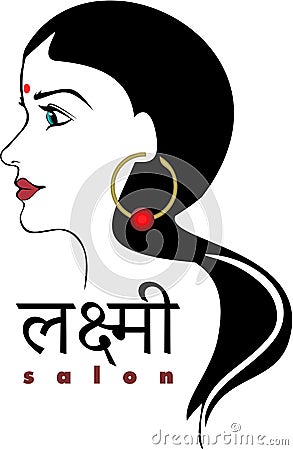 Hair salon modern logo Hindu Indian Vector Illustration